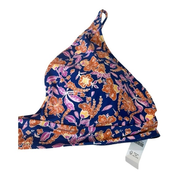 J. Crew Plunge bikini top in painted block print Size 3X Navy Orange Floral NWT - Picture 7 of 14